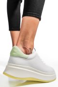 PANTOFI SPORT ALB VERDE PIELE NATURALA FSP002282