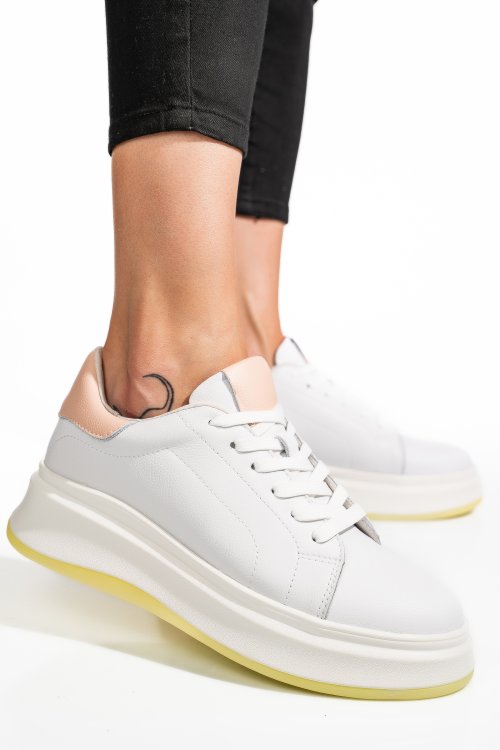 Pantofi sport alb roz piele naturala fsp002282