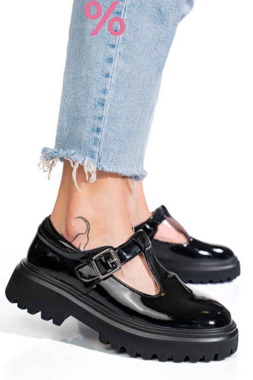 Mocasini negri piele naturala lacuita fsp002287