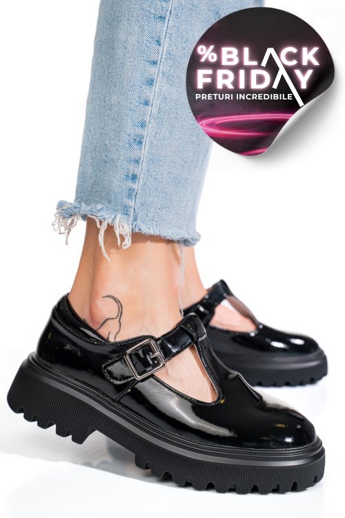 Mocasini negri piele naturala lacuita fsp002287