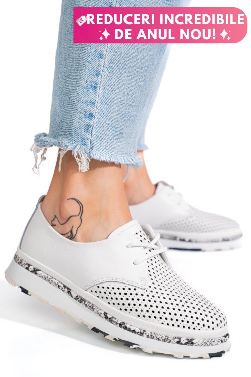 Pantofi albi piele naturala jspy3930