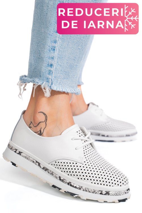 Pantofi albi piele naturala jspy3930