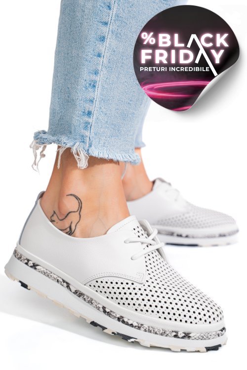 Pantofi albi piele naturala jspy3930