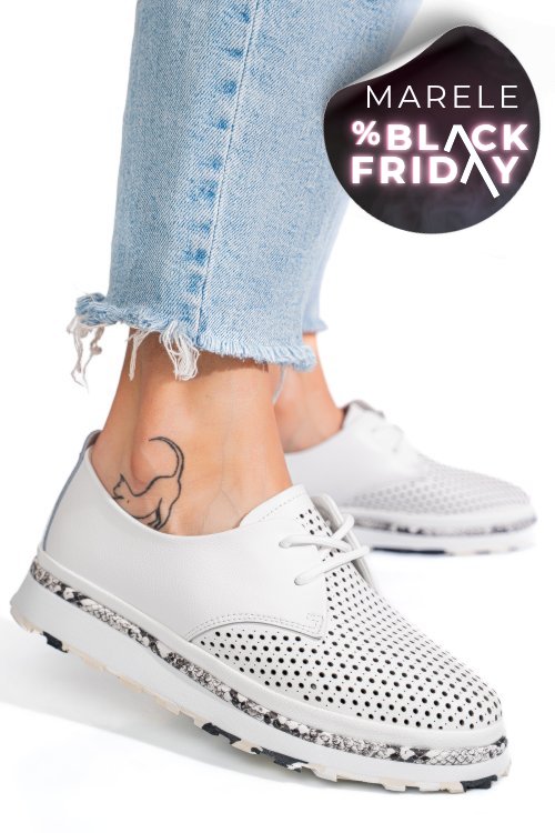 Pantofi albi piele naturala jspy3930