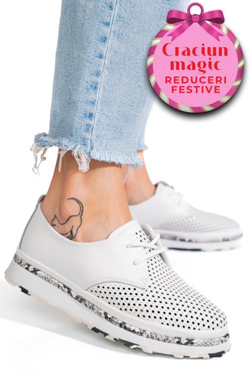 Pantofi albi piele naturala jspy3930