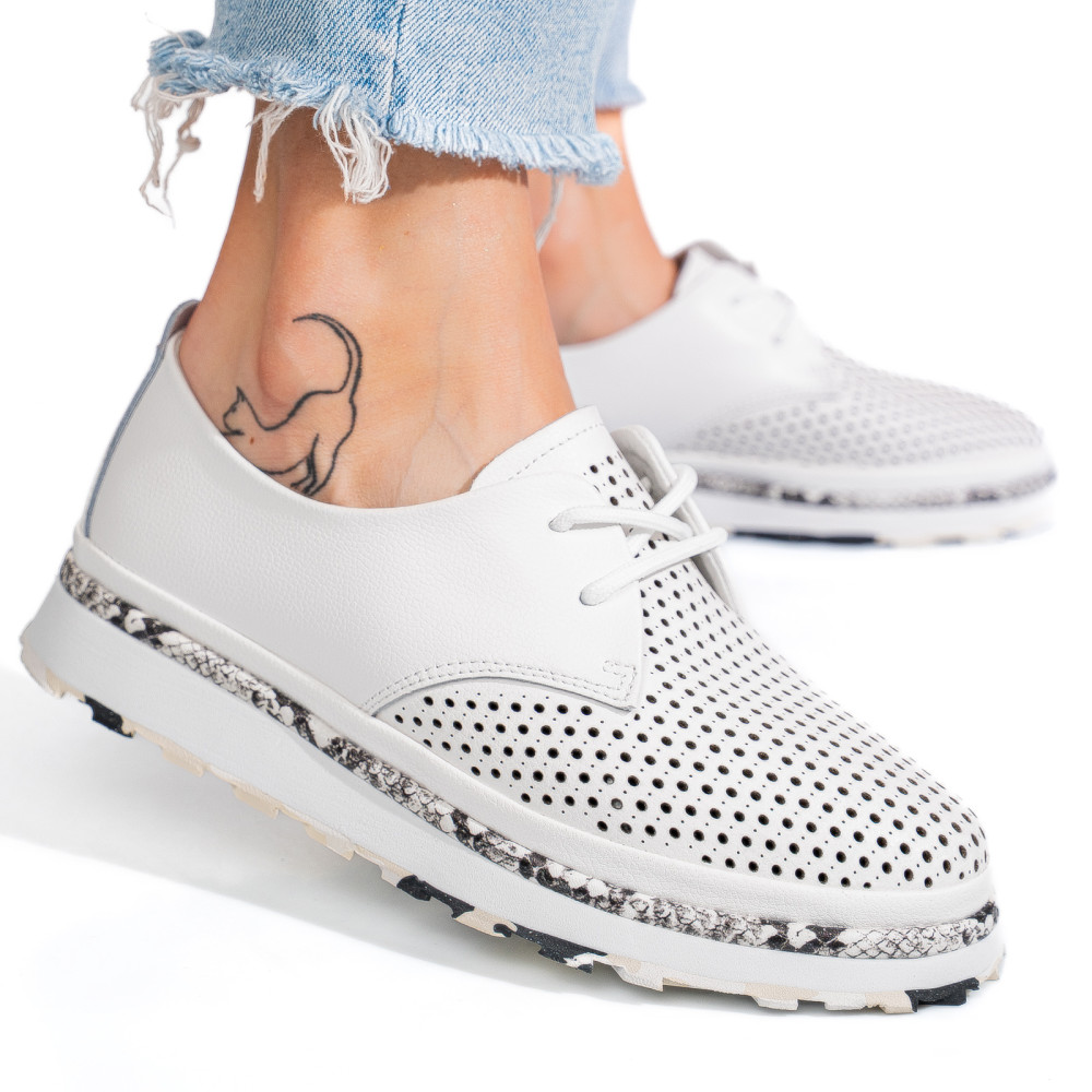 PANTOFI ALBI PIELE NATURALA JSPY3930