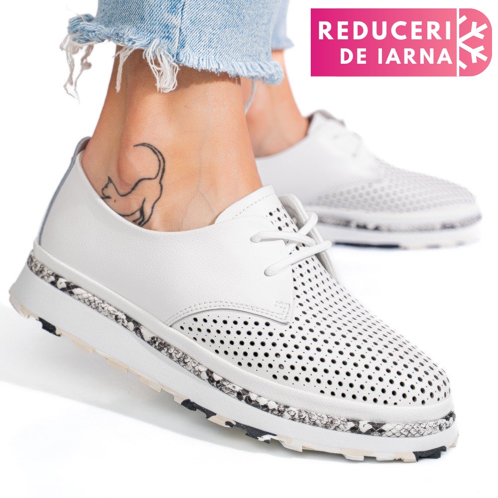 PANTOFI ALBI PIELE NATURALA JSPY3930