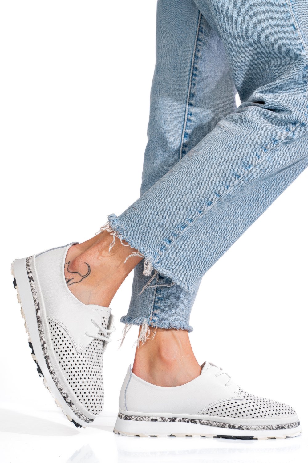 PANTOFI ALBI PIELE NATURALA JSPY3930