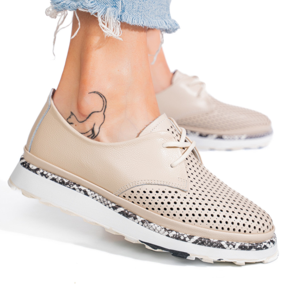 PANTOFI BEJ PIELE NATURALA JSPY3930