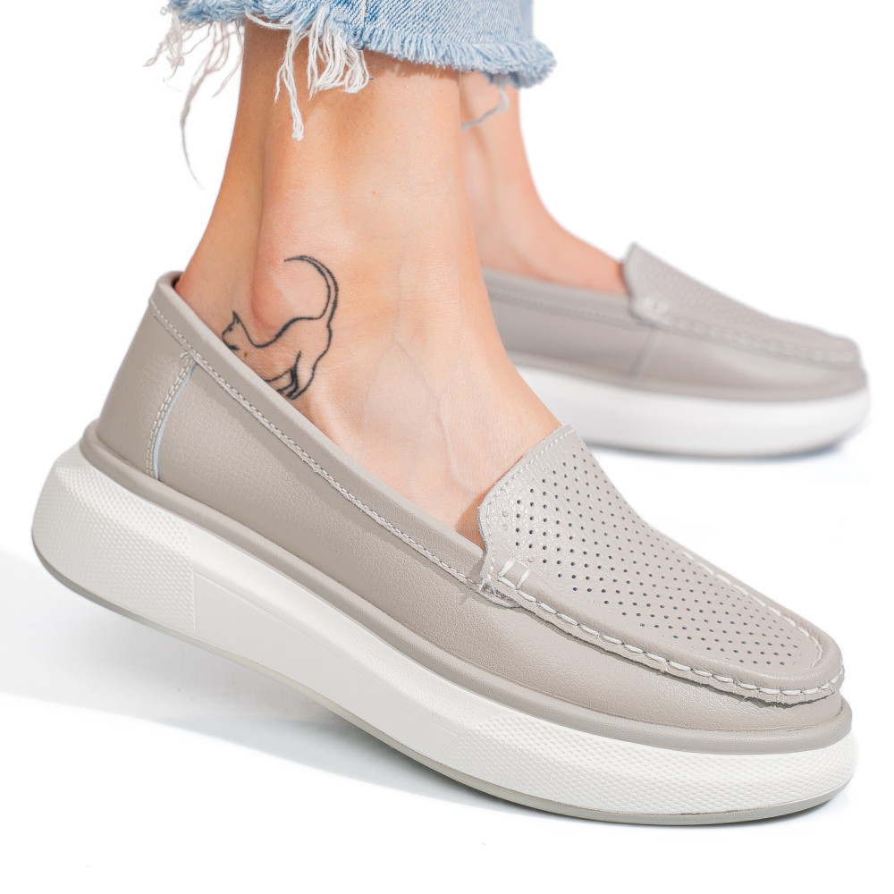 MOCASINI GRI PIELE NATURALA TSP5935