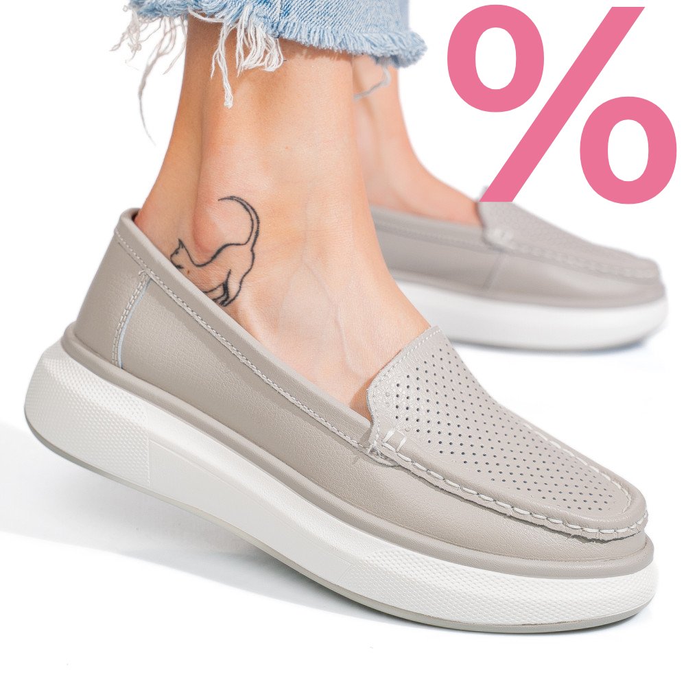 MOCASINI GRI PIELE NATURALA TSP5935