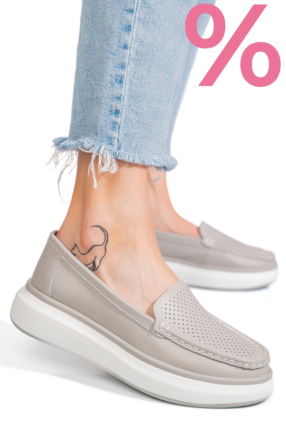 MOCASINI GRI PIELE NATURALA TSP5935