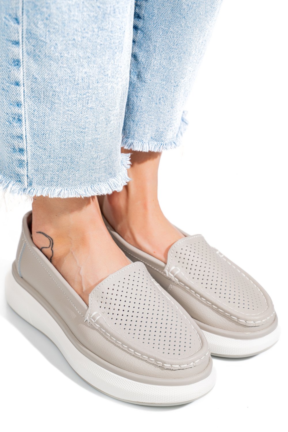 MOCASINI GRI PIELE NATURALA TSP5935