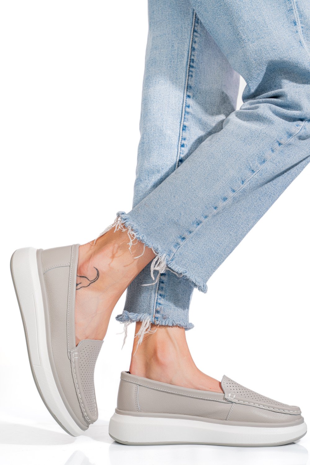 MOCASINI GRI PIELE NATURALA TSP5935
