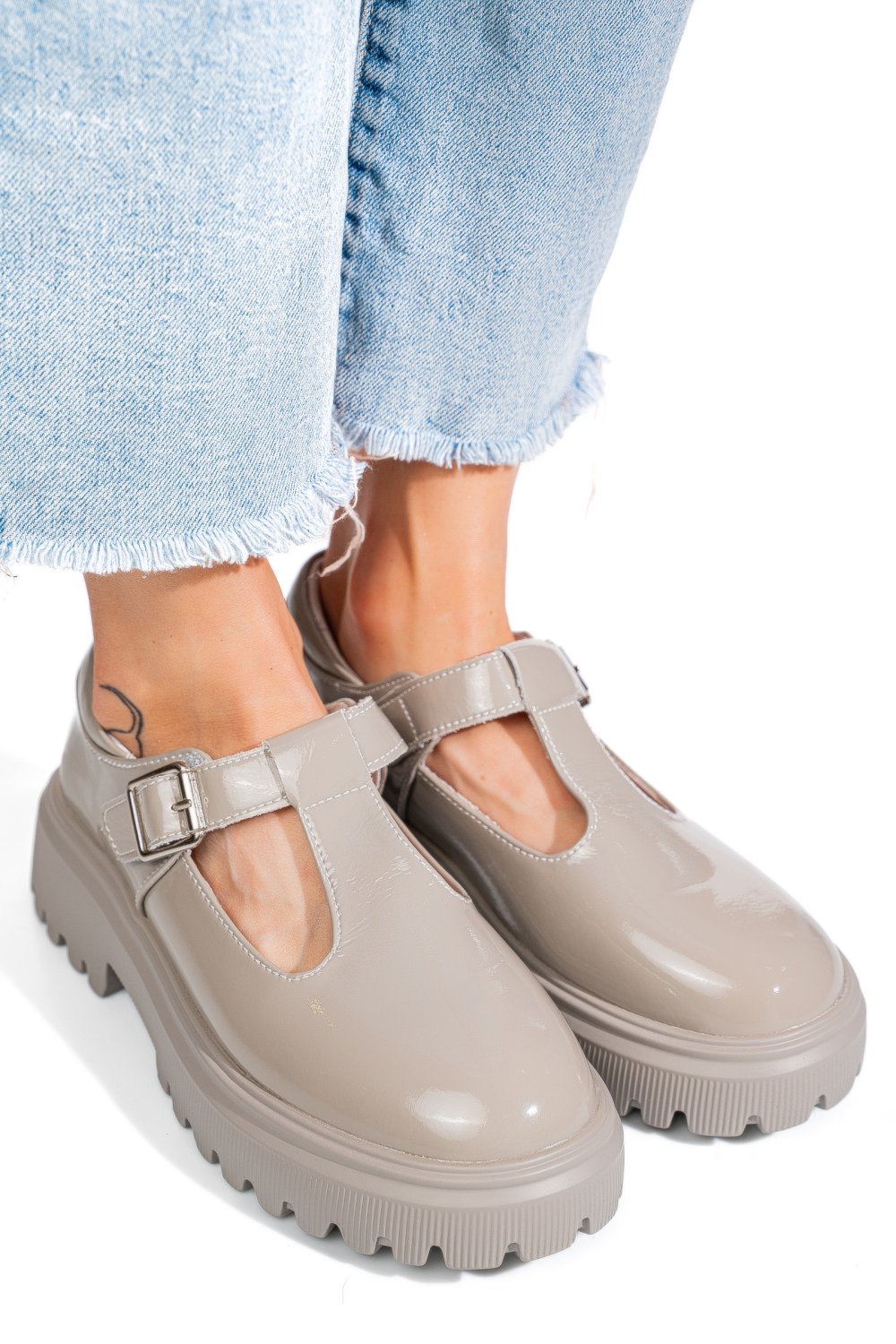 PANTOFI GRI PIELE NATURALA LACUITA FSP002297