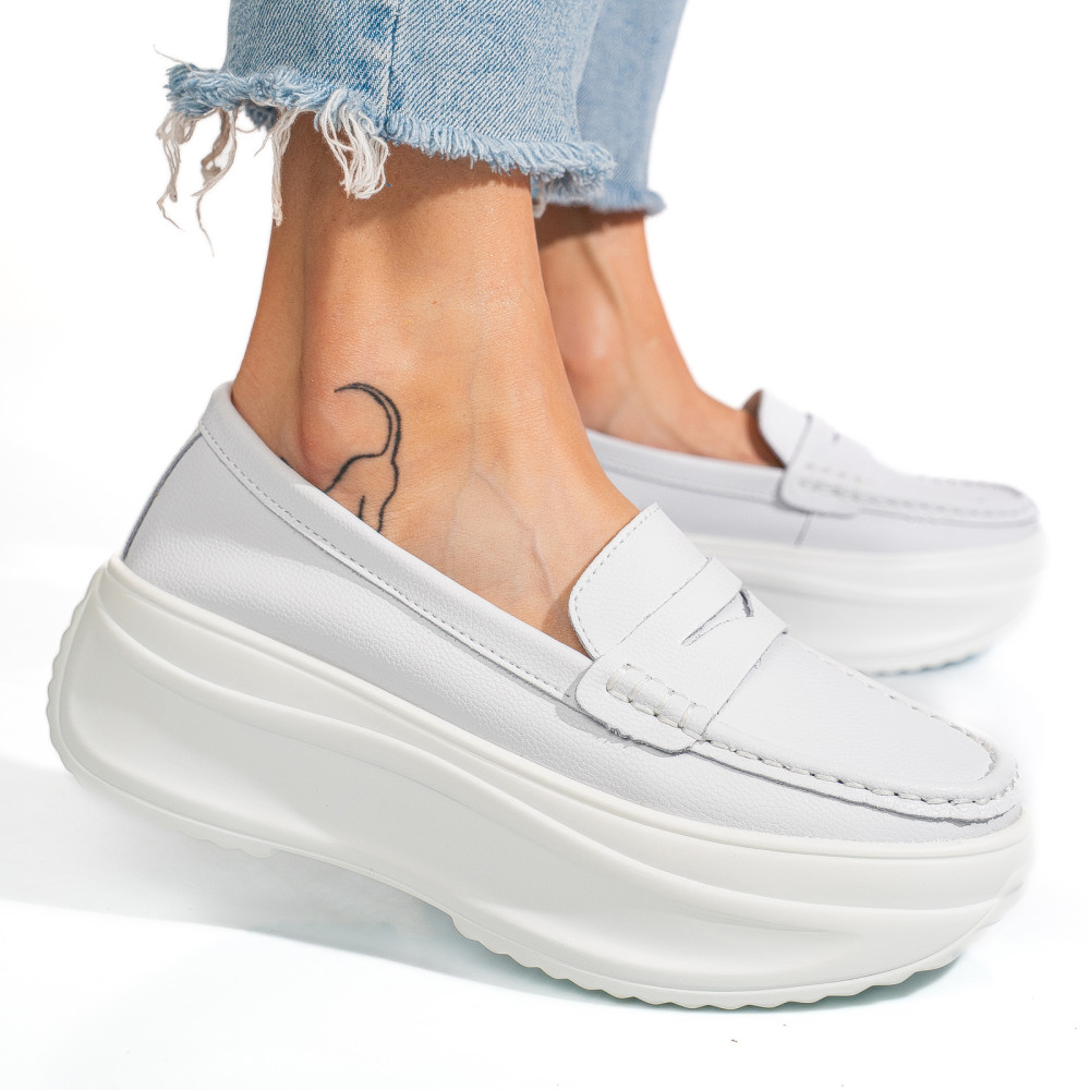 MOCASINI ALBI PIELE NATURALA FSP002295