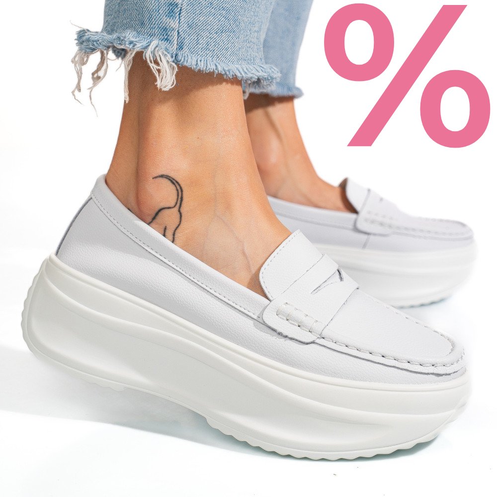 MOCASINI ALBI PIELE NATURALA FSP002295