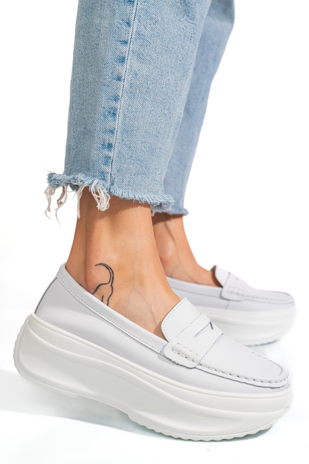 MOCASINI ALBI PIELE NATURALA FSP002295