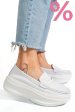 Mocasini albi piele naturala fsp002295