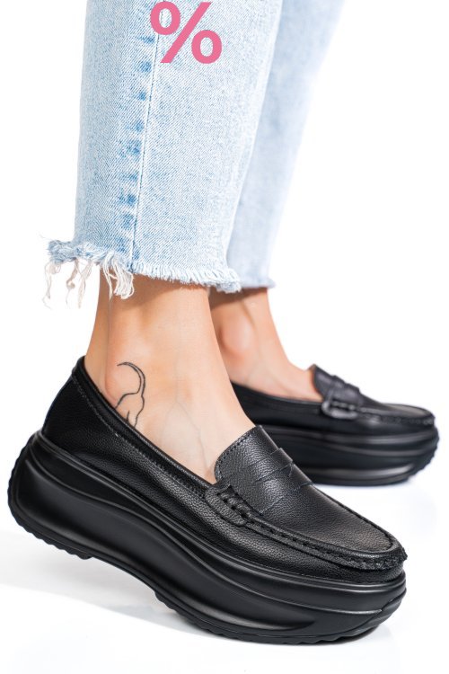 Mocasini negri piele naturala fsp002295