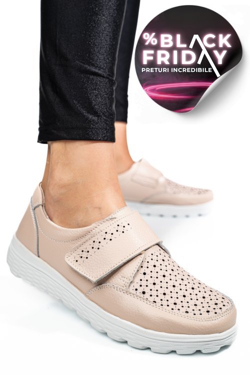 Mocasini bej piele naturala dspx22026