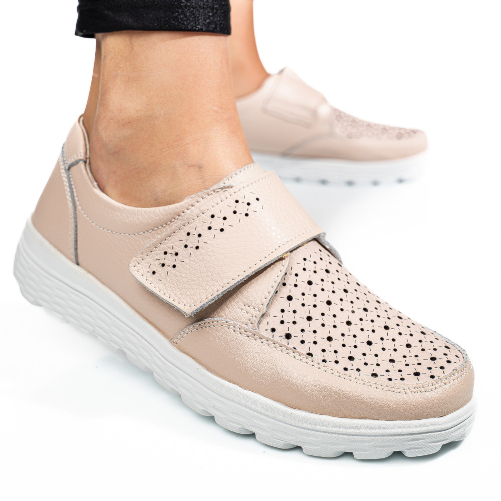 MOCASINI BEJ PIELE NATURALA DSPX22026