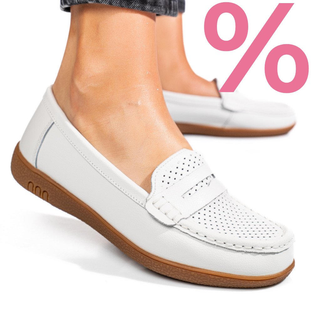MOCASINI ALBI PIELE NATURALA TSP3041