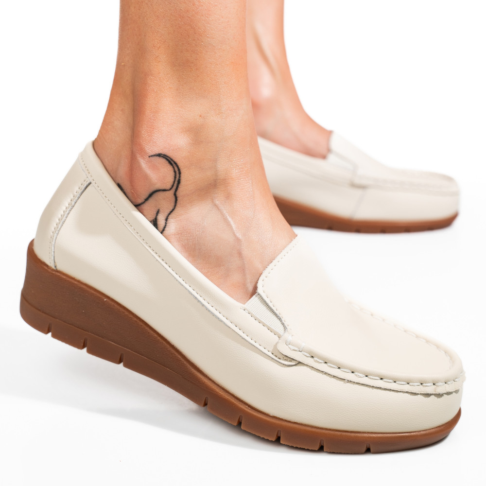 MOCASINI BEJ PIELE NATURALA FSP002386