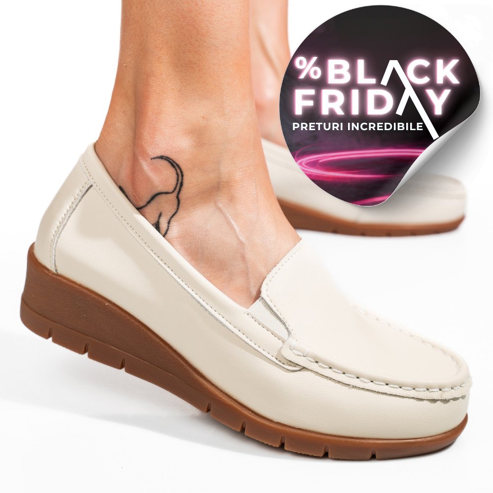 MOCASINI BEJ PIELE NATURALA FSP002386
