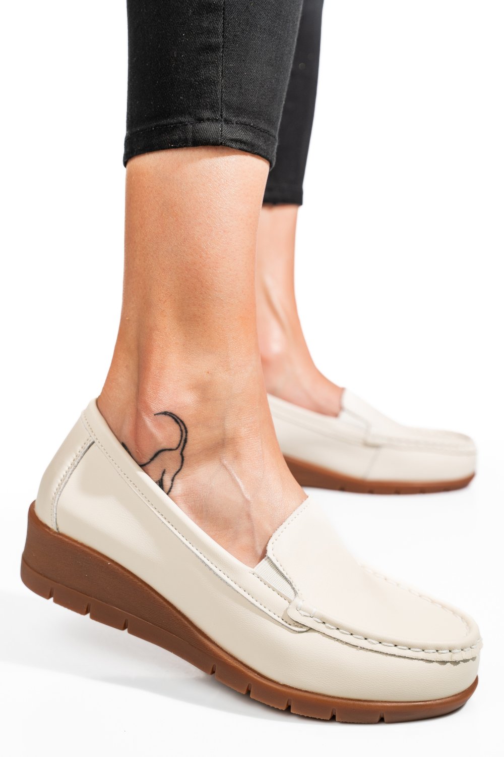 MOCASINI BEJ PIELE NATURALA FSP002386