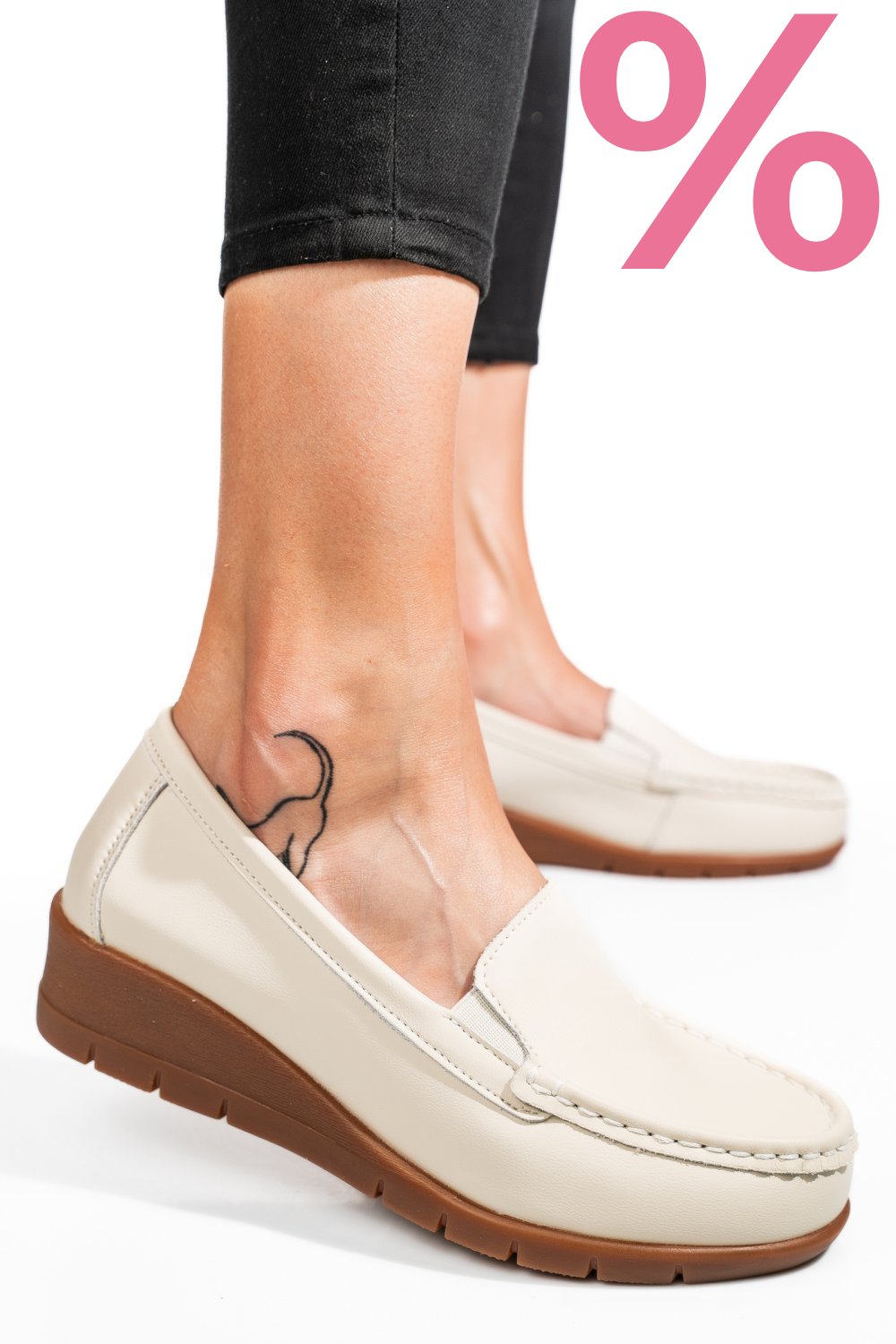 MOCASINI BEJ PIELE NATURALA FSP002386
