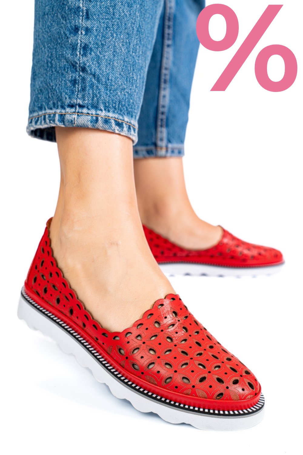 ESPADRILE ROSII PIELE NATURALA 9PC72