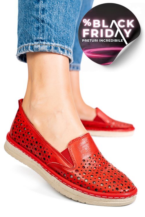Mocasini rosii piele naturala 0pc36