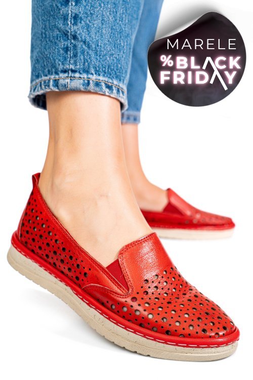 Mocasini rosii piele naturala 0pc36