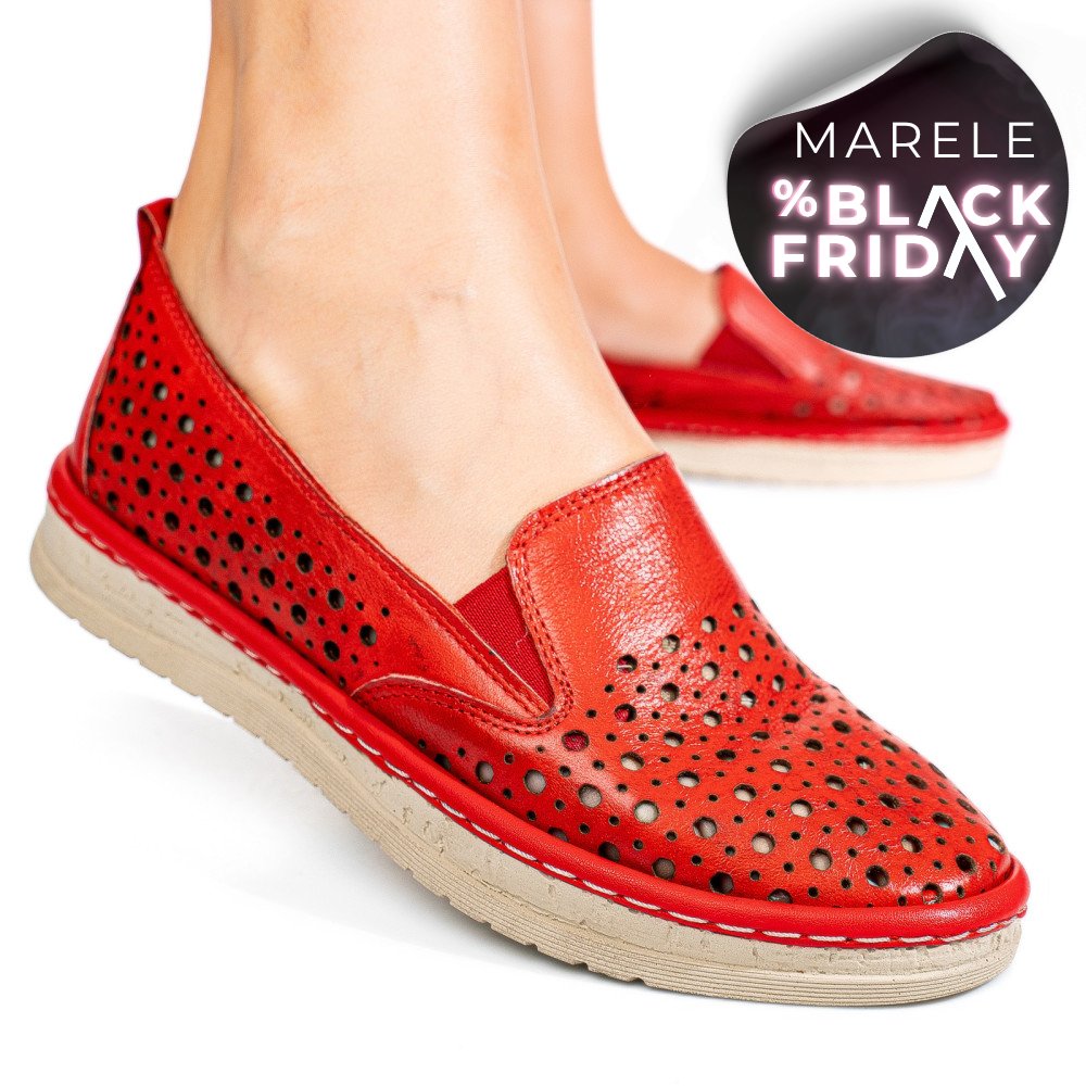 MOCASINI ROSII PIELE NATURALA 0PC36