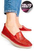 MOCASINI ROSII PIELE NATURALA 0PC36