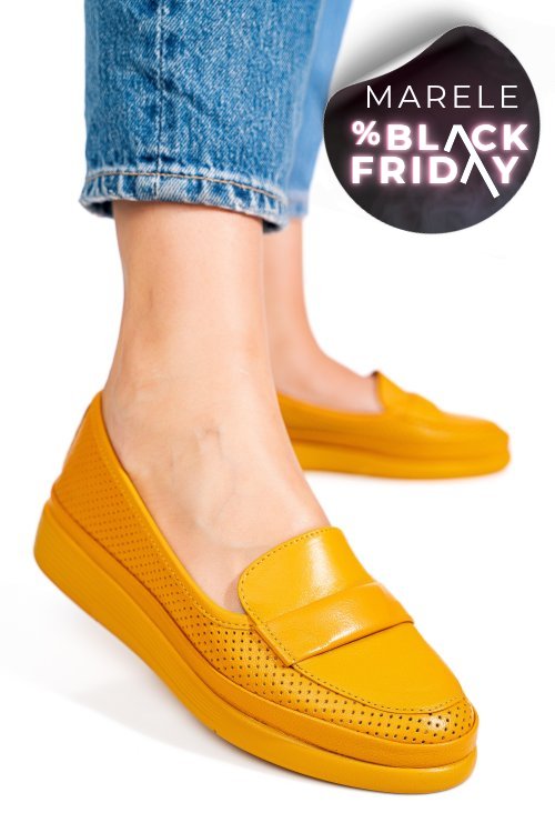 Mocasini galbeni piele naturala apck1001