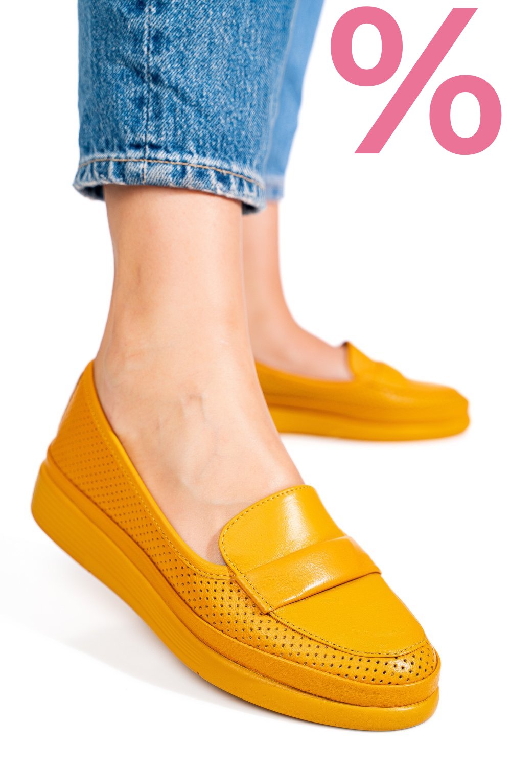 MOCASINI GALBENI PIELE NATURALA APCK1001