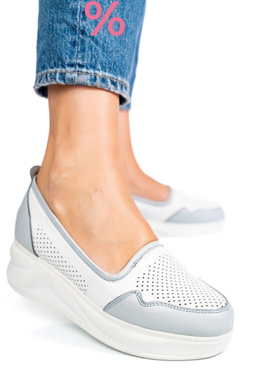 Pantofi albi piele naturala 2pc007
