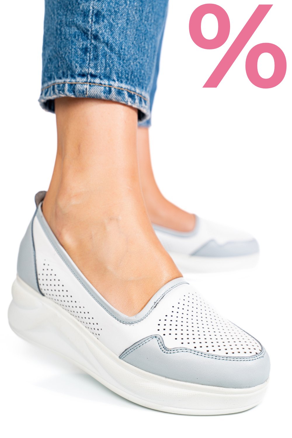 PANTOFI ALBI PIELE NATURALA 2PC007