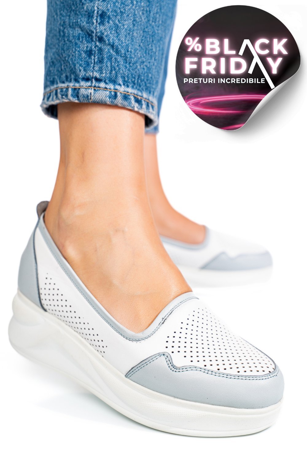 PANTOFI ALBI PIELE NATURALA 2PC007