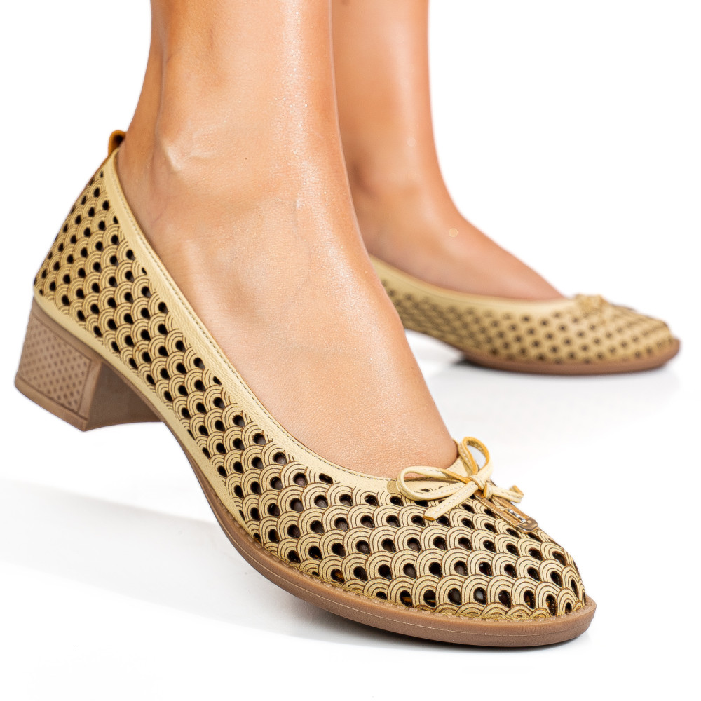 PANTOFI BEJ PIELE NATURALA 5PC05