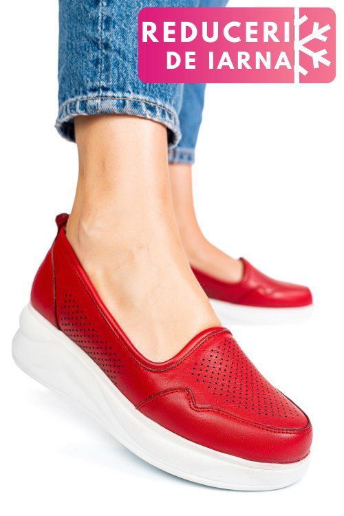 Pantofi rosii piele naturala 2pc007