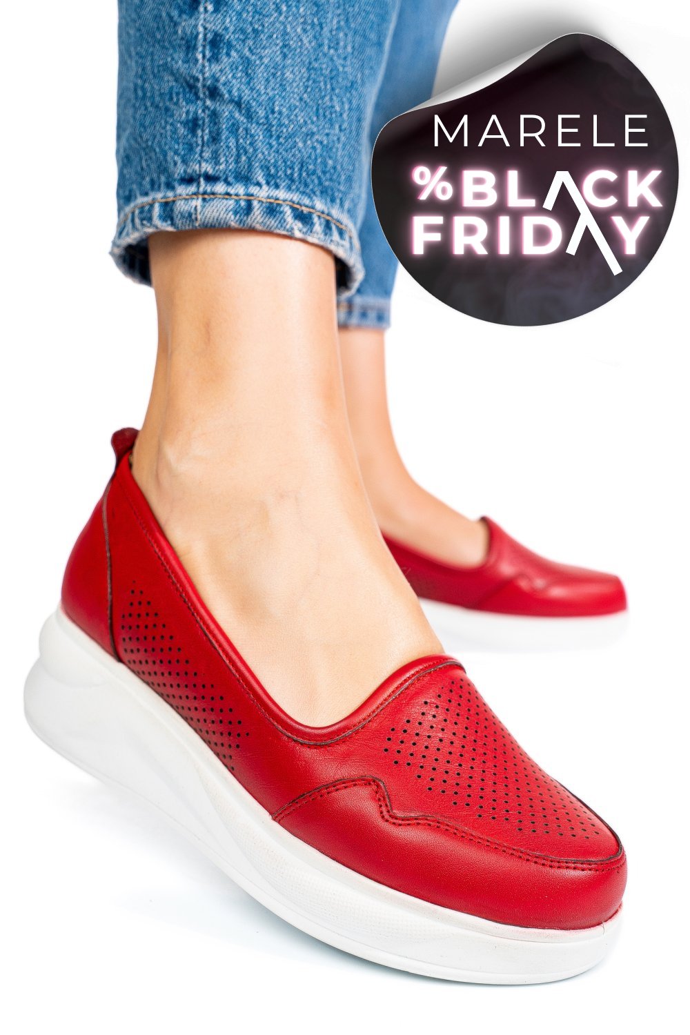 PANTOFI ROSII PIELE NATURALA 2PC007