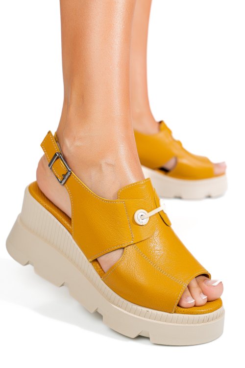 Sandale galbene piele naturala apckd3000