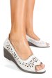 Pantofi albi piele naturala apck082