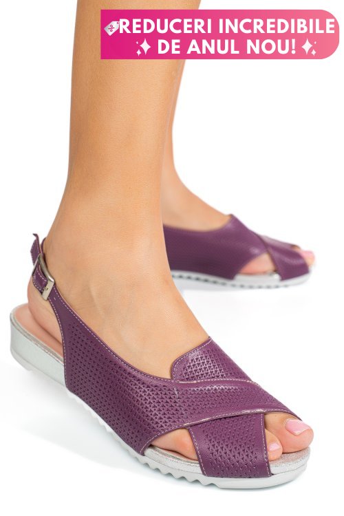 Sandale mov piele naturala 2pc13