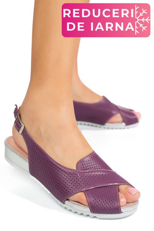 Sandale mov piele naturala 2pc13