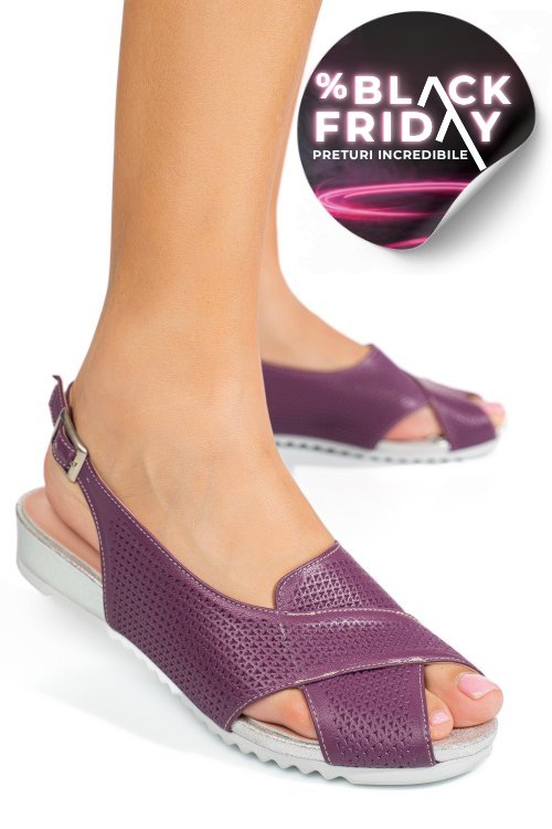 Sandale mov piele naturala 2pc13