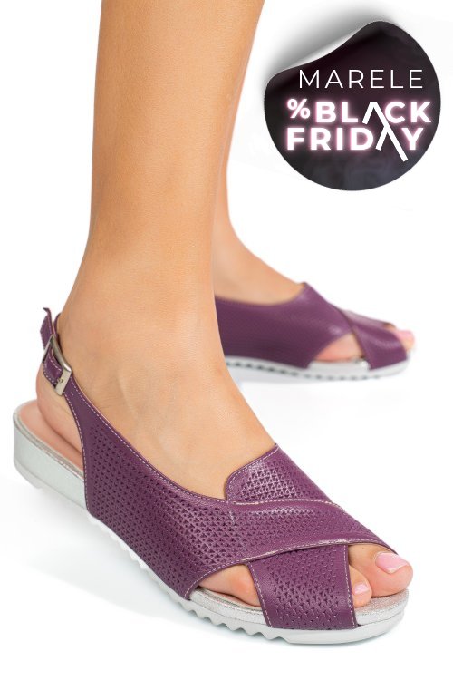 Sandale mov piele naturala 2pc13